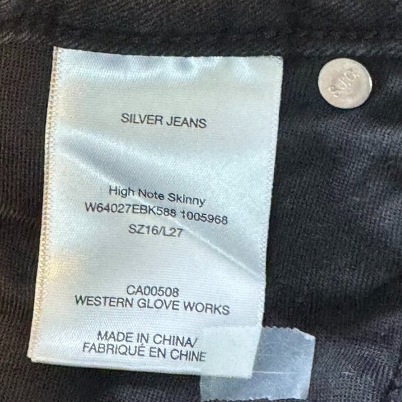 Silver High Note Skinny Jeans in Black Size 16 - Picture 8 of 9